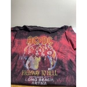 AC/DC Shirt Mens Medium Highway To Hell 1979 World Tour Long Beach Tie Dye Repro
